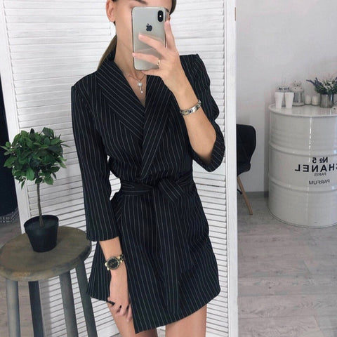Image of Women Vintage Sashes A-line Party Mini Dress Long Sleeve Notched Collar Solid Casual Elegant Dress 2019 Winter New Fashion Dress